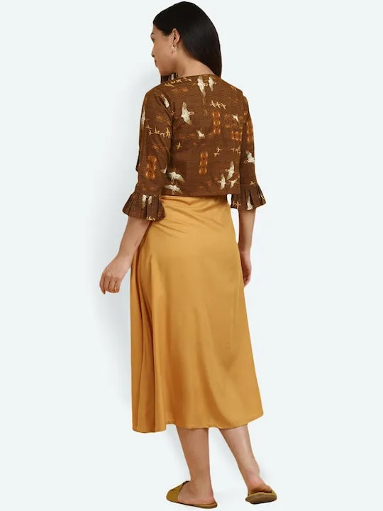 A-Line Maxi Length Dress With Shrug