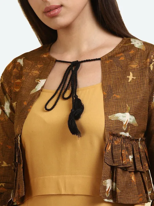 A-Line Maxi Length Dress With Shrug