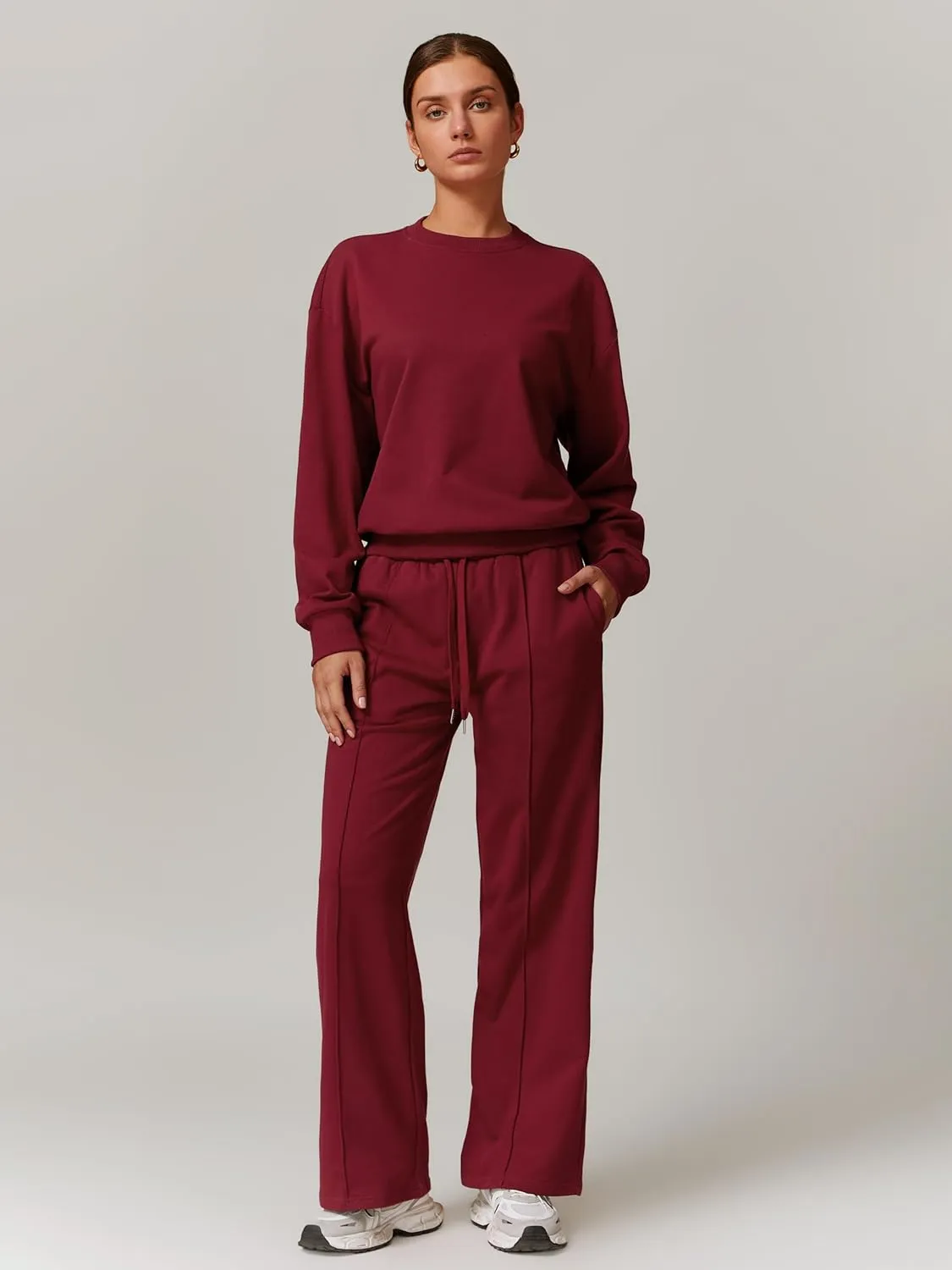 ABOCIW Womens Wide Leg Sweatpants High Waisted Baggy Sweats Pants Drawstring Athletic Joggers with Pockets