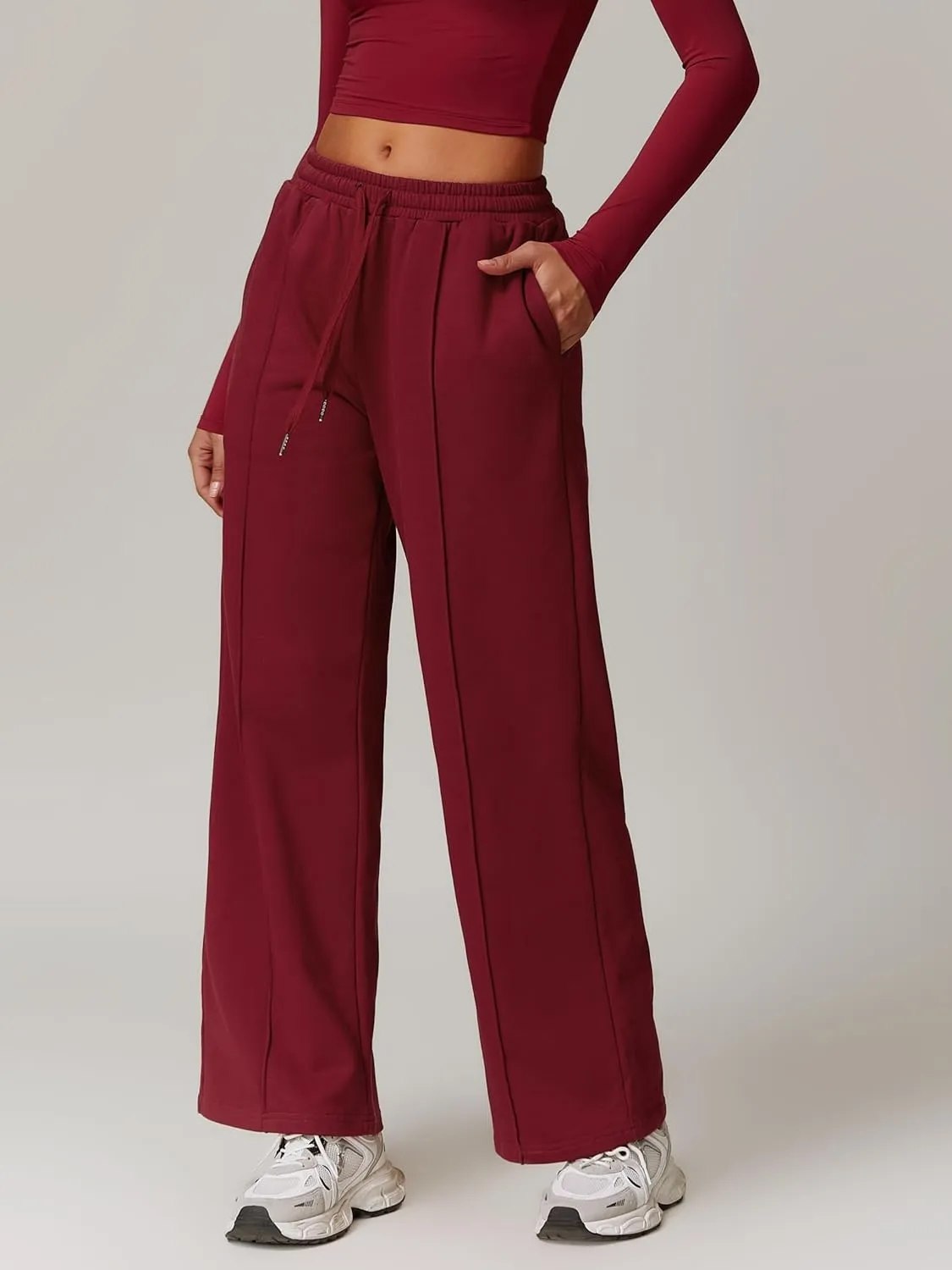 ABOCIW Womens Wide Leg Sweatpants High Waisted Baggy Sweats Pants Drawstring Athletic Joggers with Pockets
