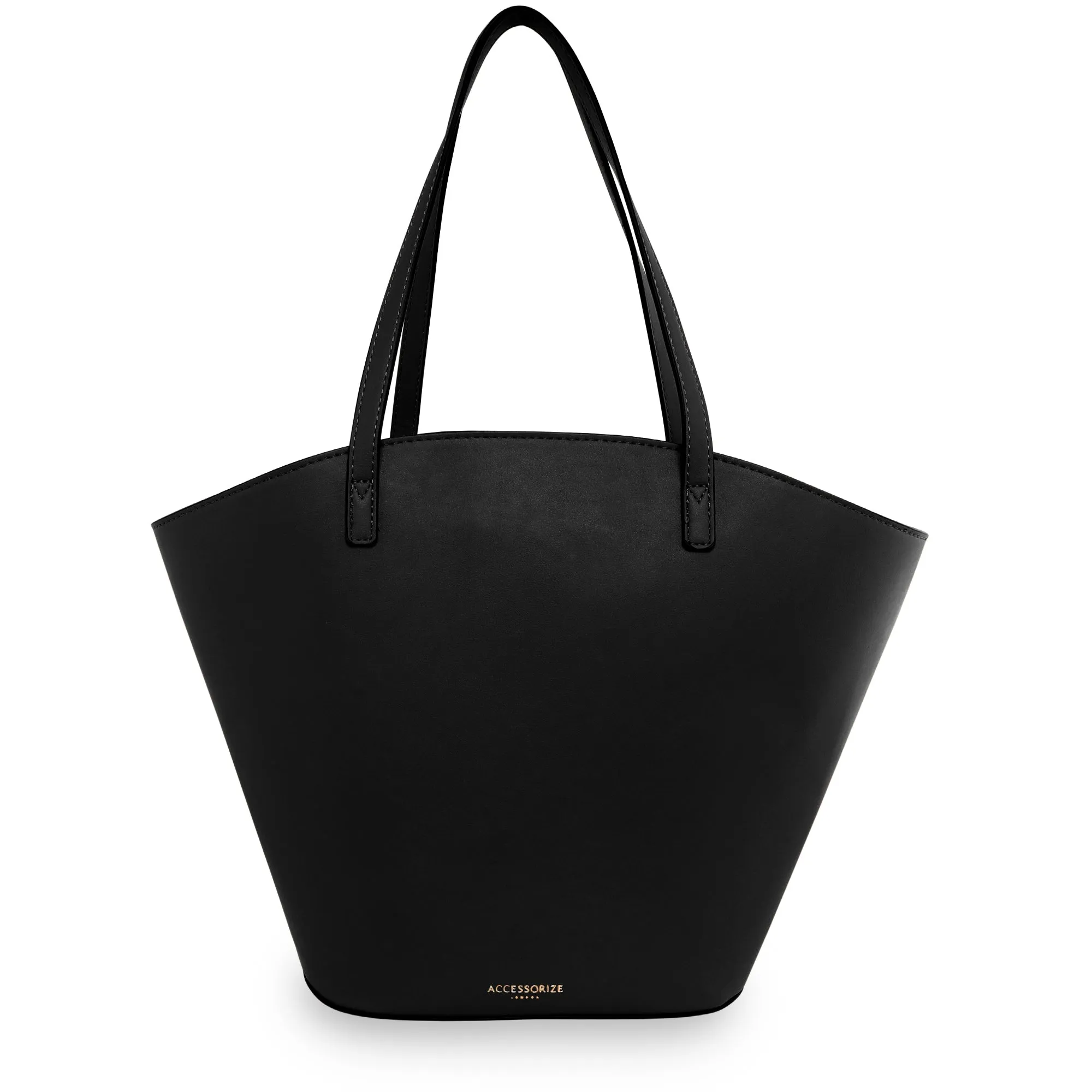 Accessorize London Women's Faux Leather Black Cross-Weave tote Bag
