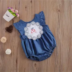 Baby Toddler Girls Sleeveless Lace Cartoon Romper Wholesale Baby Clothes