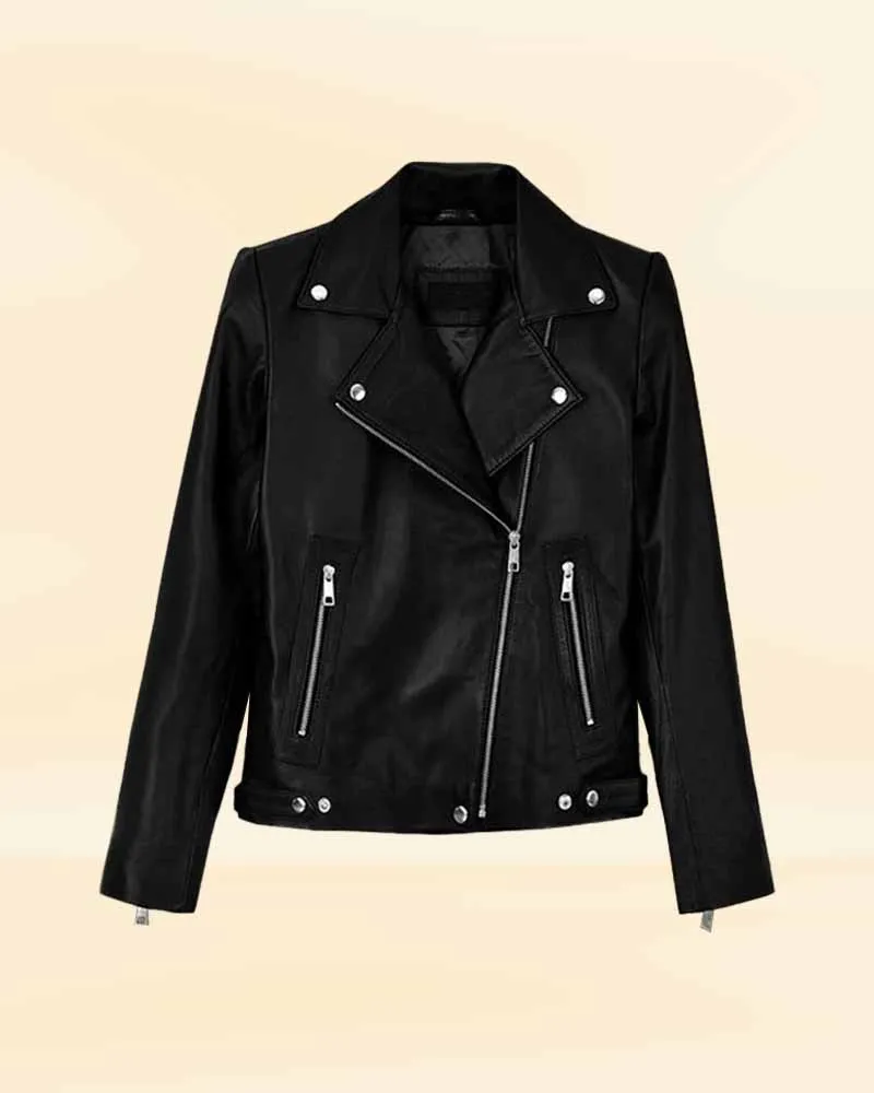 Black Classic Leather Jacket Worn by Jena Malone | Jena Malone Leather Jacket