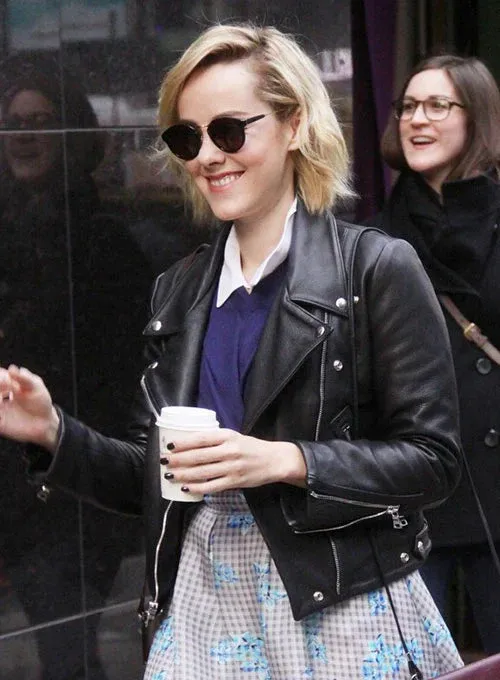 Black Classic Leather Jacket Worn by Jena Malone | Jena Malone Leather Jacket