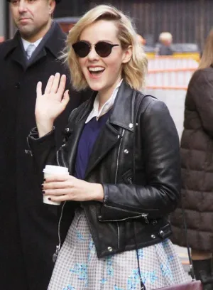 Black Classic Leather Jacket Worn by Jena Malone | Jena Malone Leather Jacket