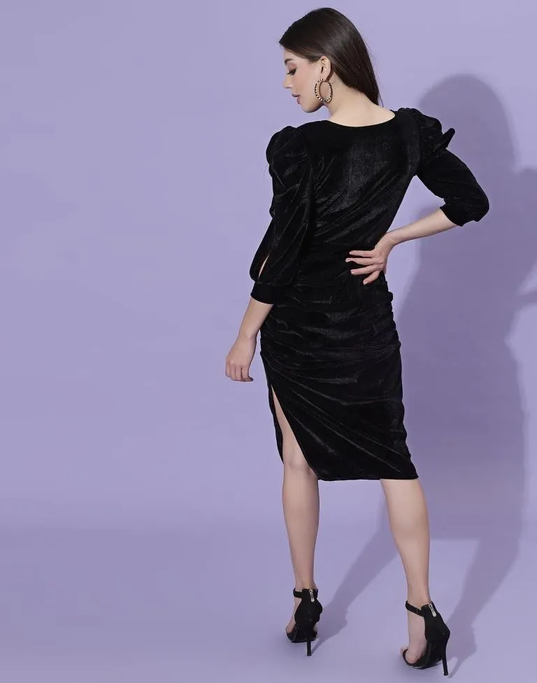 Black Stylish Sleeve Wrap Bodycon