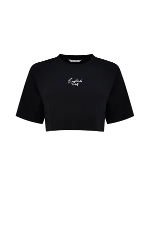 Black Women's Oversized Cropped Tee