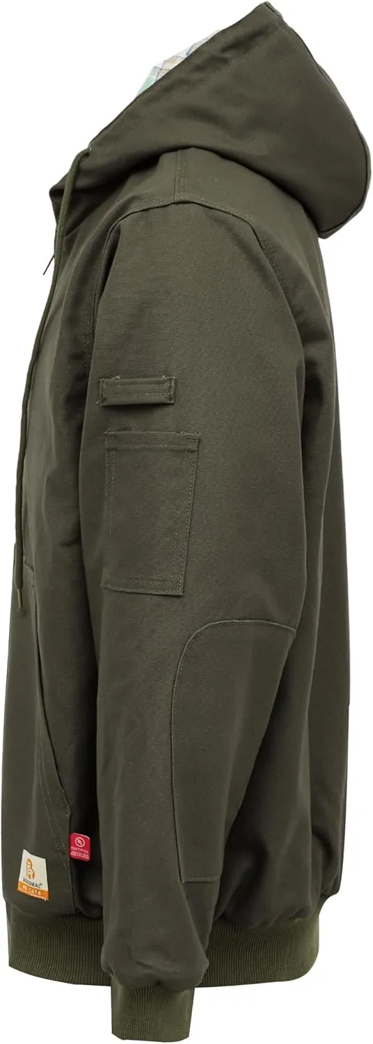 BOCOMAL FR Jacket Insulated Flame Resistant Duck Hooded Coat Outwear&Vest Light Water Repellent and Oil Resistant.