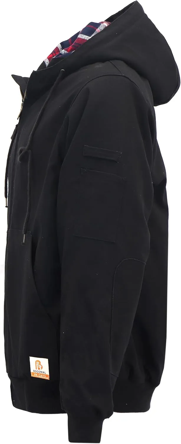 BOCOMAL FR Jacket Insulated Flame Resistant Duck Hooded Coat Outwear&Vest Light Water Repellent and Oil Resistant.