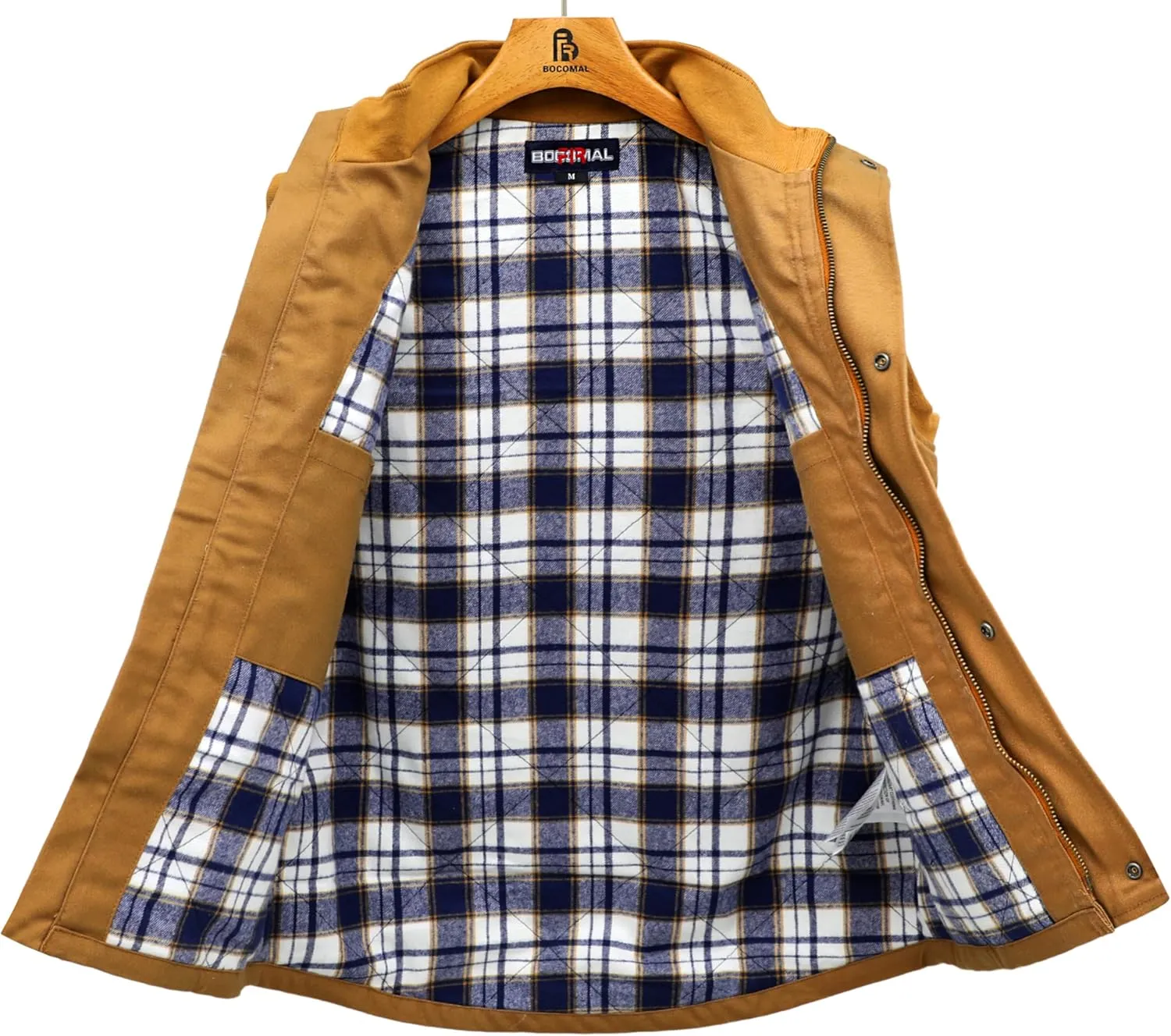 BOCOMAL FR Jacket Insulated Flame Resistant Duck Hooded Coat Outwear&Vest Light Water Repellent and Oil Resistant.