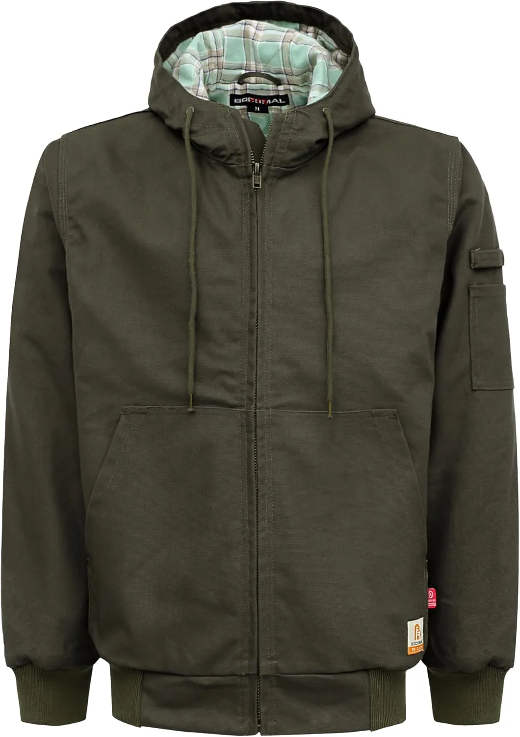 BOCOMAL FR Jacket Insulated Flame Resistant Duck Hooded Coat Outwear&Vest Light Water Repellent and Oil Resistant.