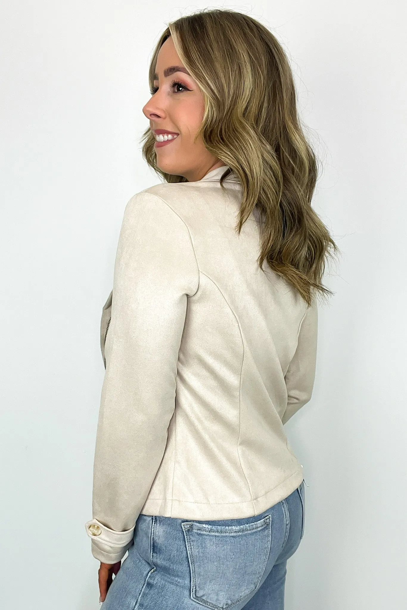 Brynlee Faux Suede Zip Up Moto Jacket - FINAL SALE