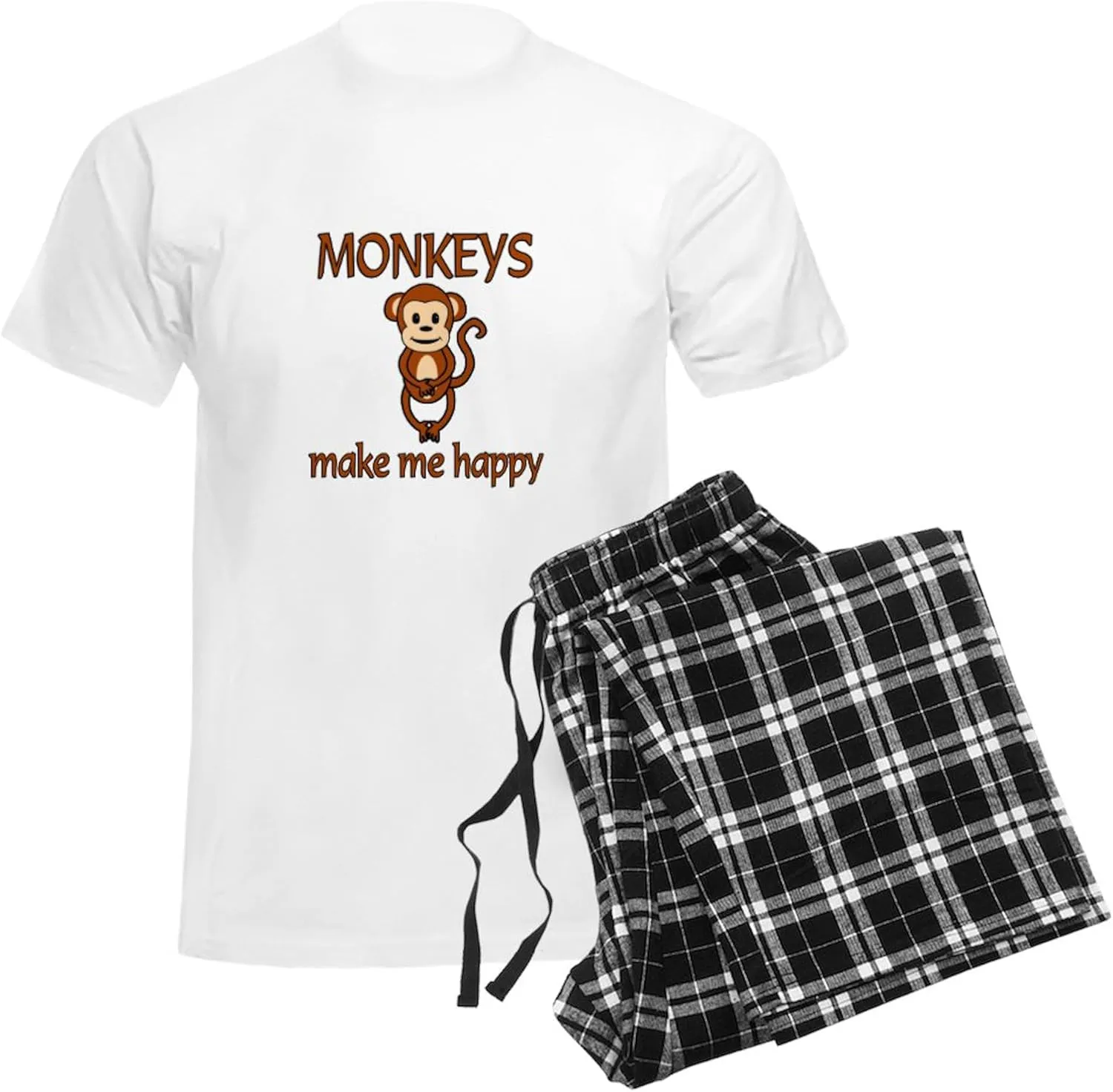 CafePress Monkey Happy Men's Light Pajamas Men's Novelty Light Pajama Set, Comfortable PJ Sleepwear