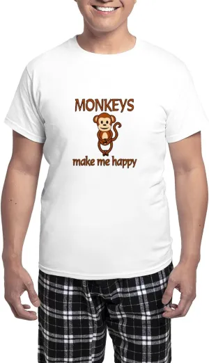 CafePress Monkey Happy Men's Light Pajamas Men's Novelty Light Pajama Set, Comfortable PJ Sleepwear