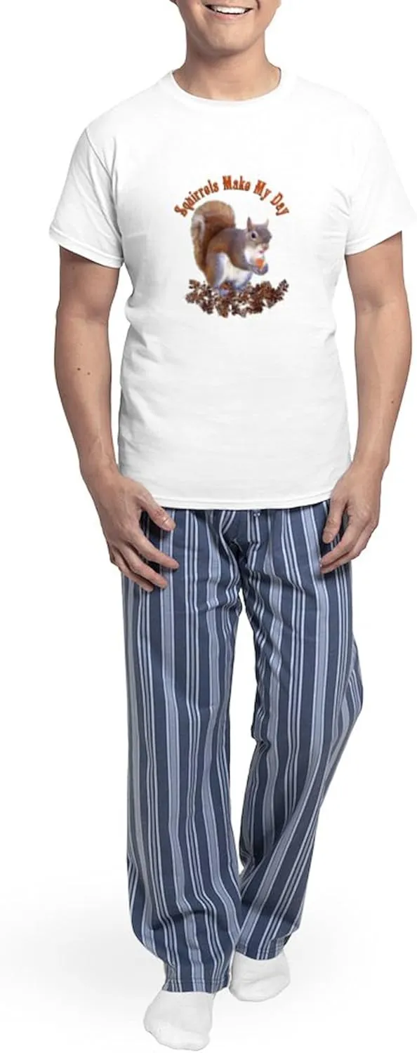 CafePress Squirrel Day Men's Light Pajamas Men's Novelty Light Pajama Set, Comfortable PJ Sleepwear