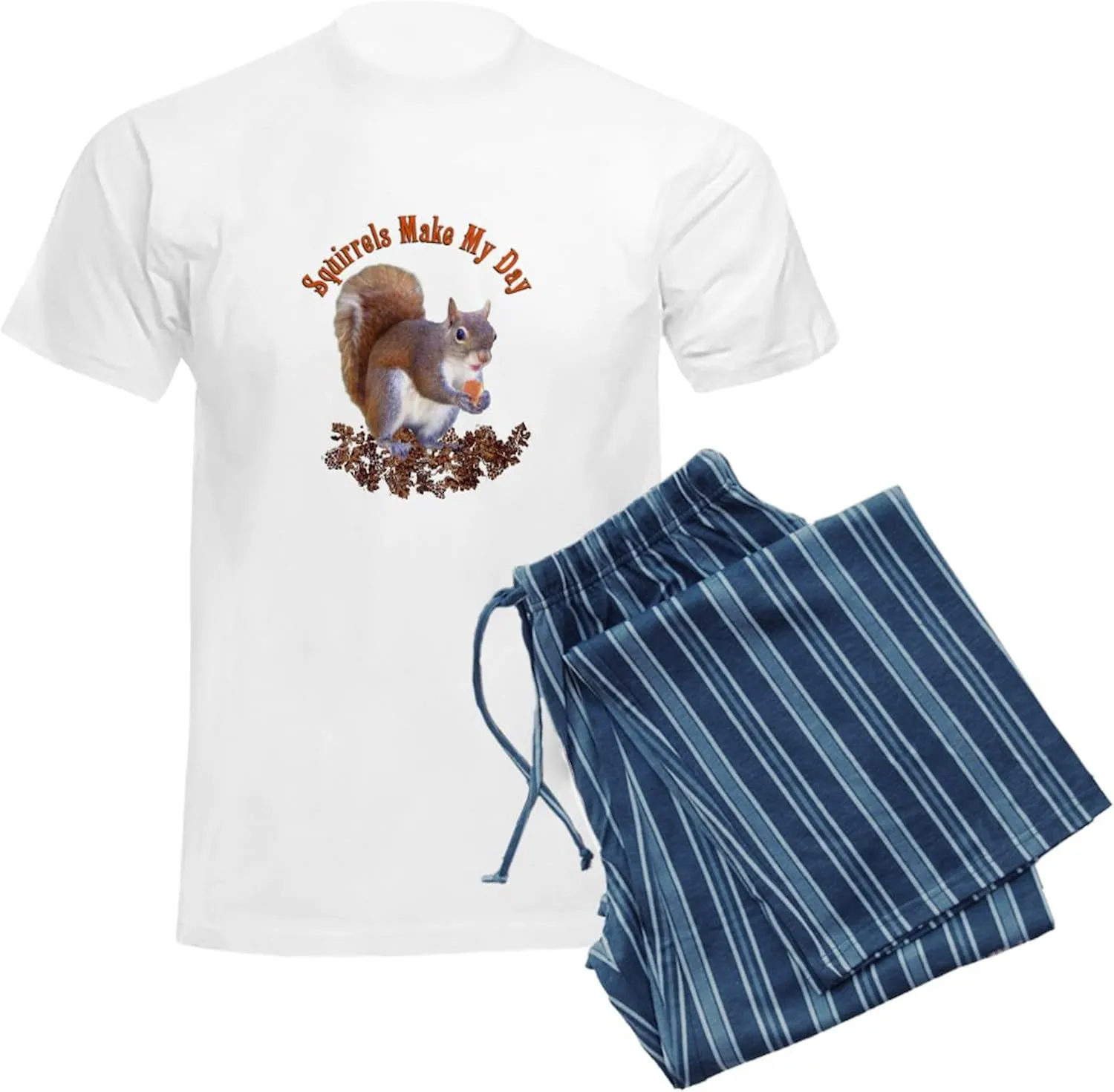 CafePress Squirrel Day Men's Light Pajamas Men's Novelty Light Pajama Set, Comfortable PJ Sleepwear