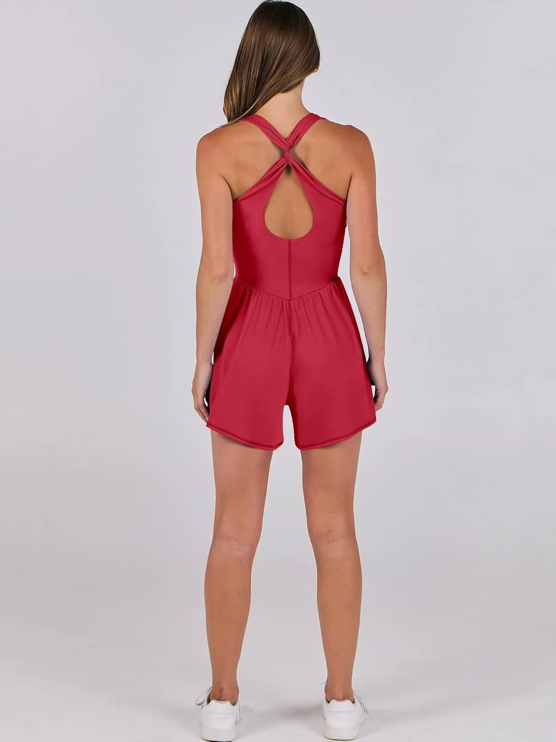 Caracilia Womens Athletic Romper Summer Casual Short Workout Running Jumpsuits One Piece Gym Clothes Yoga Outfits