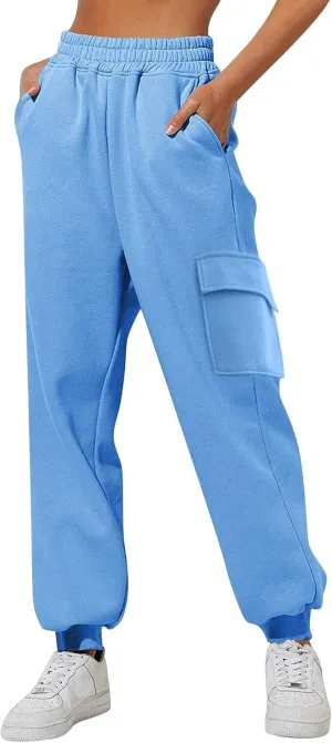 Cargo Joggers for Women - High Waisted Baggy Sweatpants with Pockets