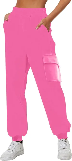 Cargo Joggers for Women - High Waisted Baggy Sweatpants with Pockets