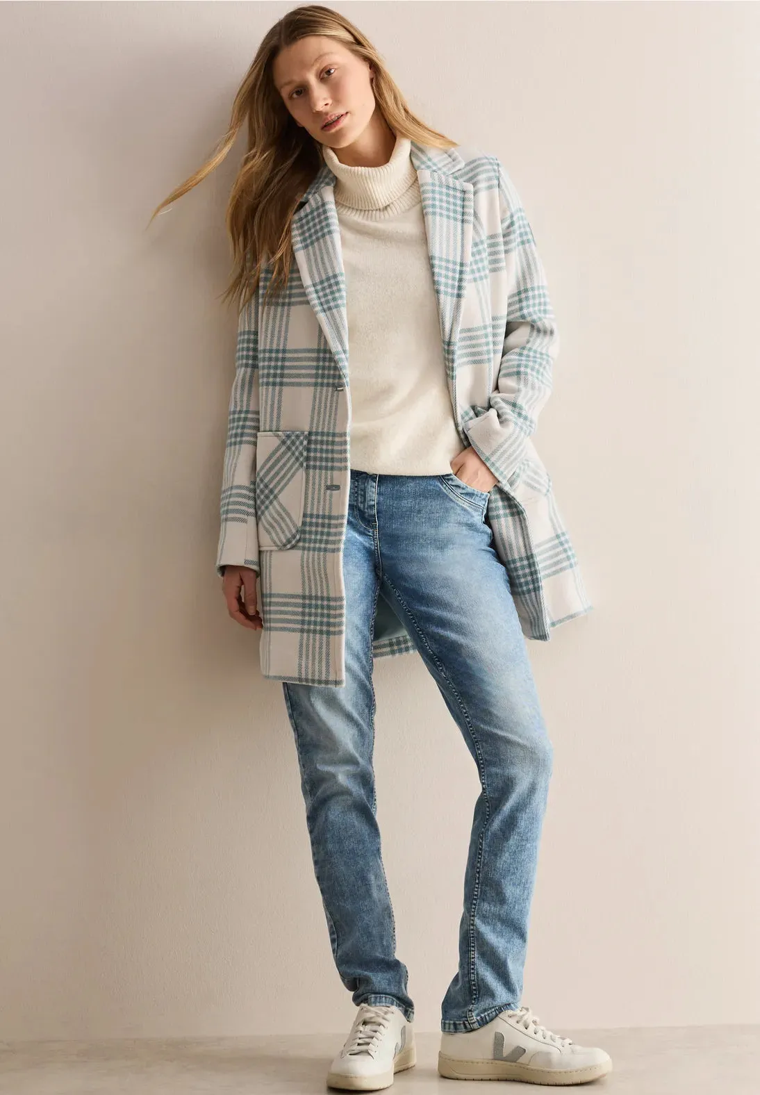 Cecil Check Coat - Mint