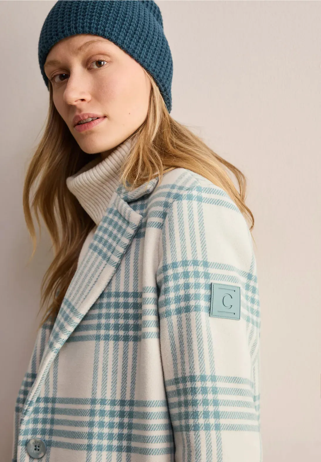 Cecil Check Coat - Mint