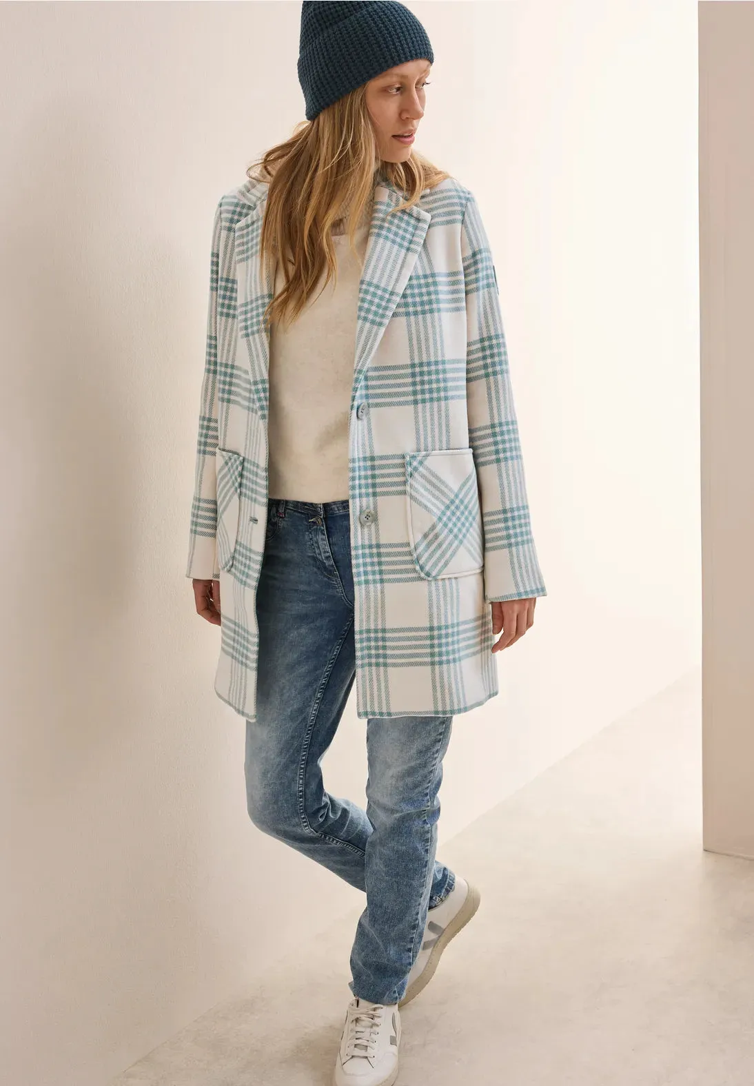 Cecil Check Coat - Mint