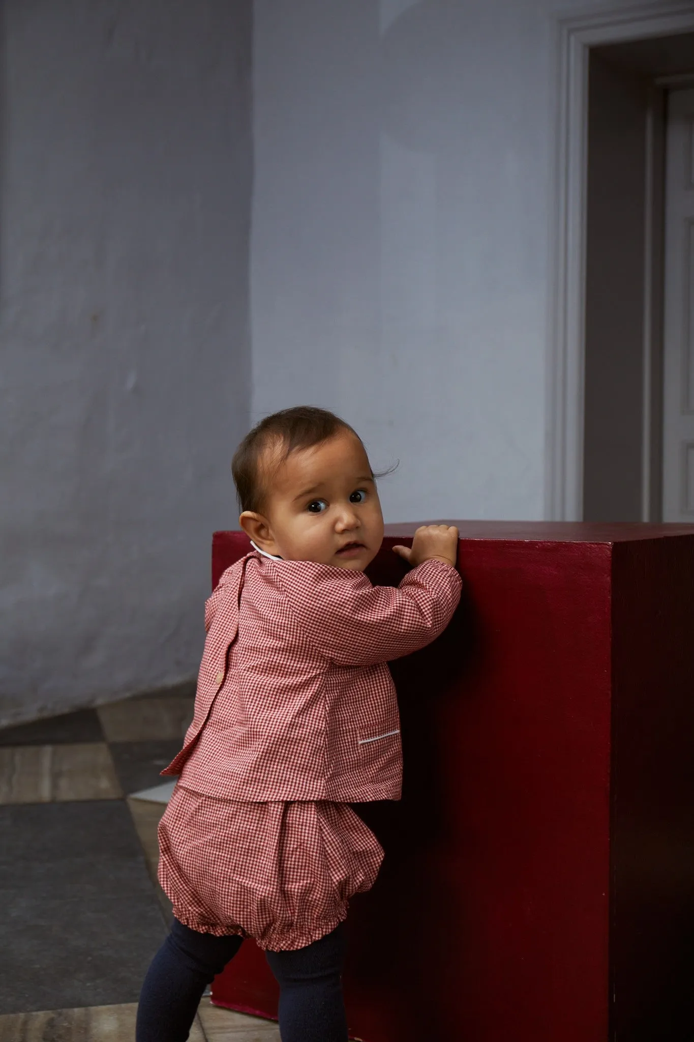 CHECK BABY SET - RED CHECK COMBI