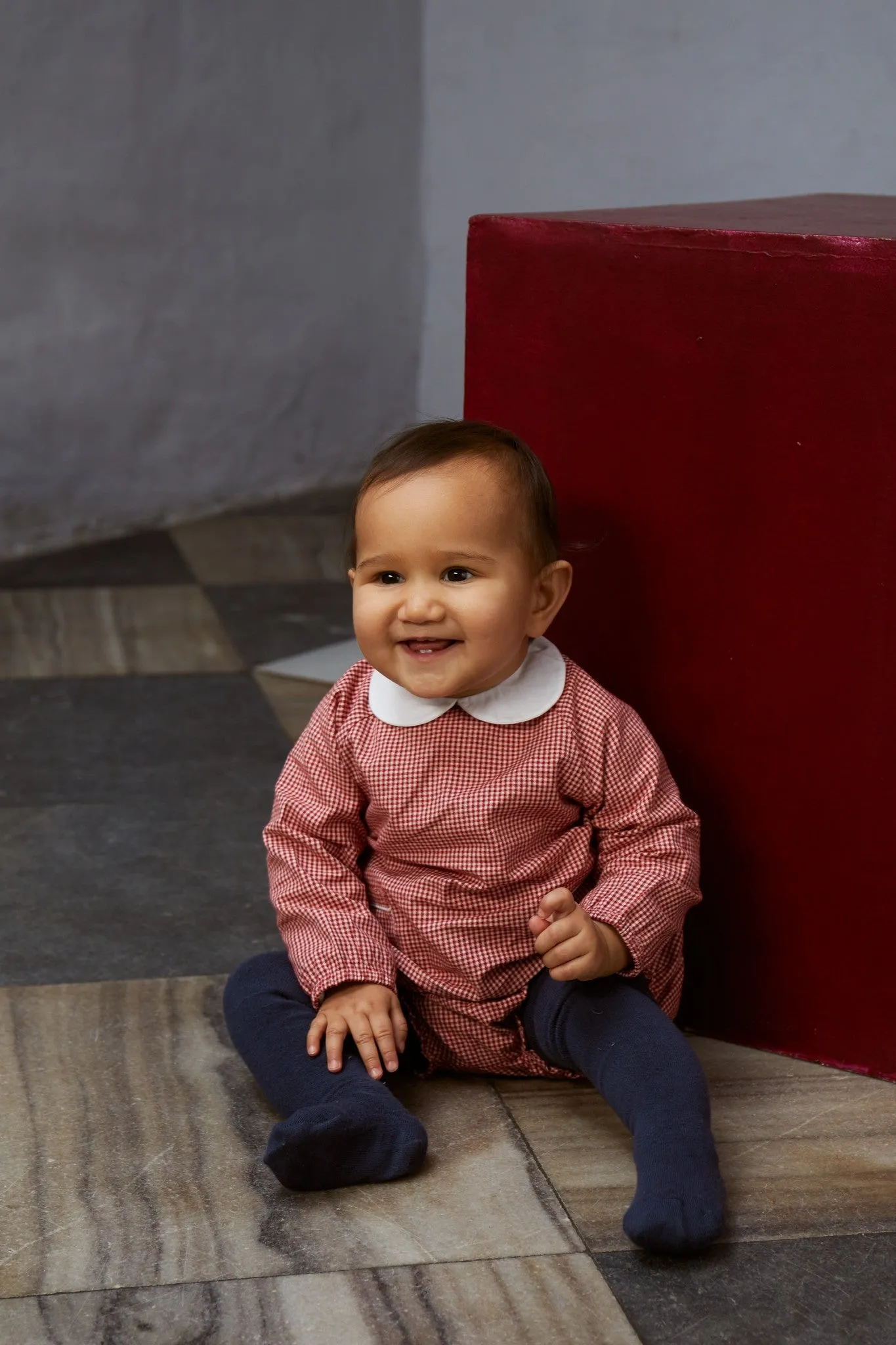 CHECK BABY SET - RED CHECK COMBI