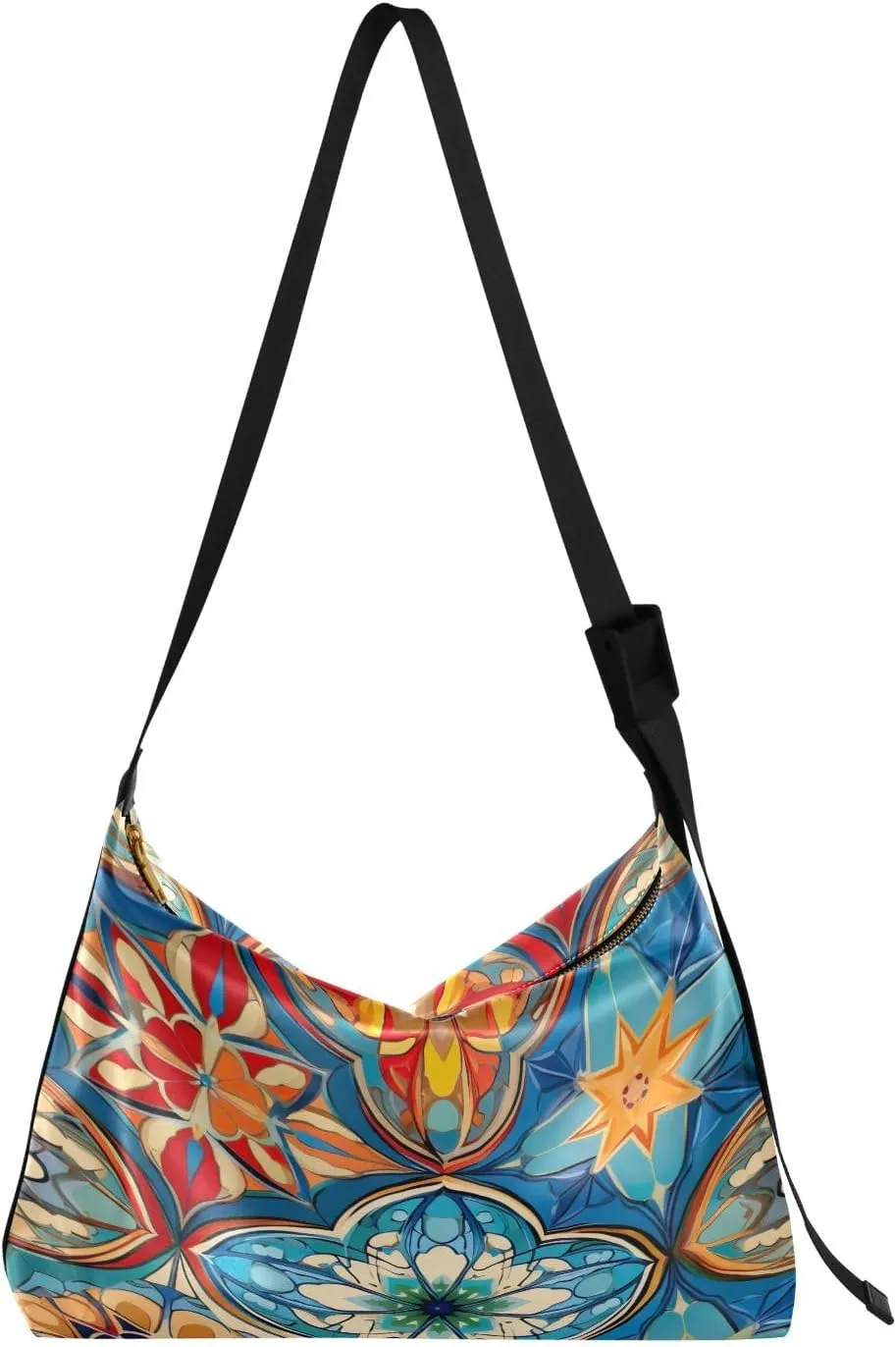 Colorful Geometric Ornament with Stylized Vegan Crossbody Bag, Cross Body Shoulder Bag, Woman Large Cross Body Bag