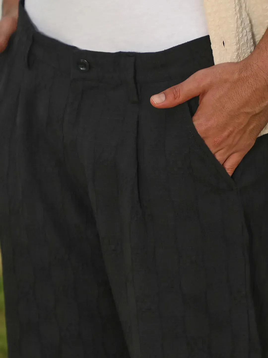 Creased-Check Trousers
