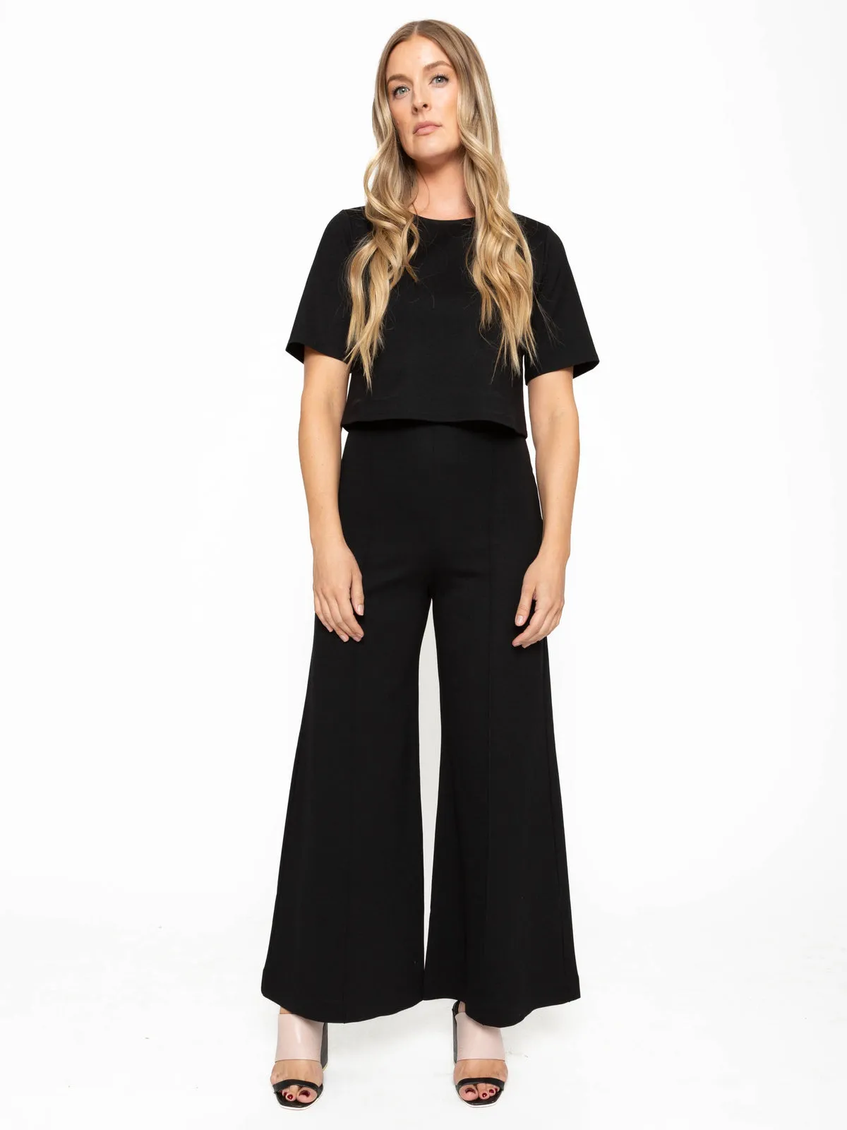 Cropped Ponte Wide Leg Pant