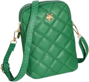 Cute Quilted Phone Crossbody Shoulder Purse with Exquisite Stitching Comfortable PU Leather Cellphone Wallet Bag