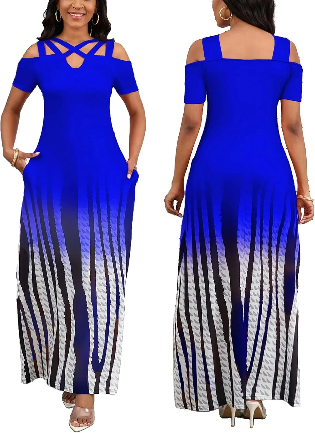 DeftSharp Sexy Stylish Graceful Beach Parties Summer Dresses Print Loose-Fit Cross-Strap Women Dress