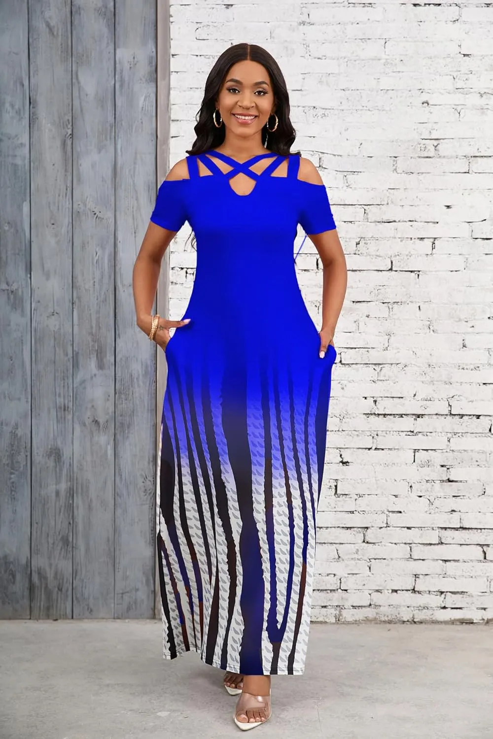 DeftSharp Sexy Stylish Graceful Beach Parties Summer Dresses Print Loose-Fit Cross-Strap Women Dress