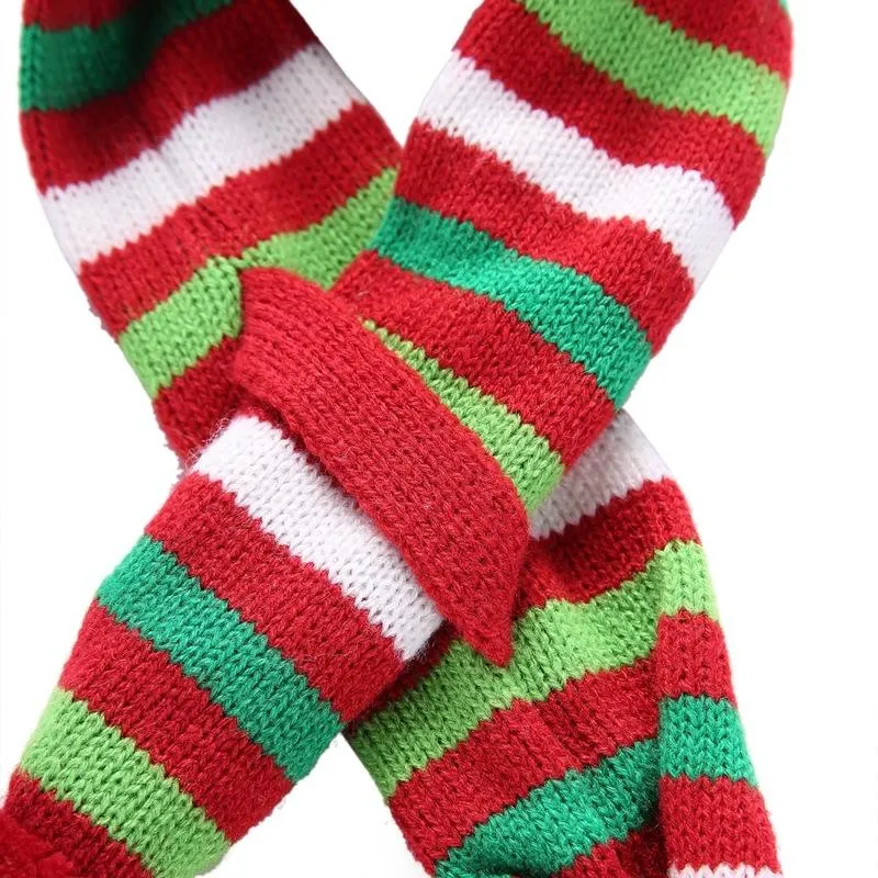Dog Scarf Christmas Pet Accessories Winter Warmth Pet Scarf - Size M Red And Green Stripes