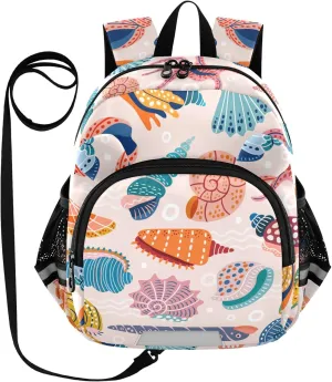 Doodle Stylized Seashells Little Kid Toddler Backpack Baby Boys Girls Kindergarten Pre School Bags Cute Cartoon Backpacks for children