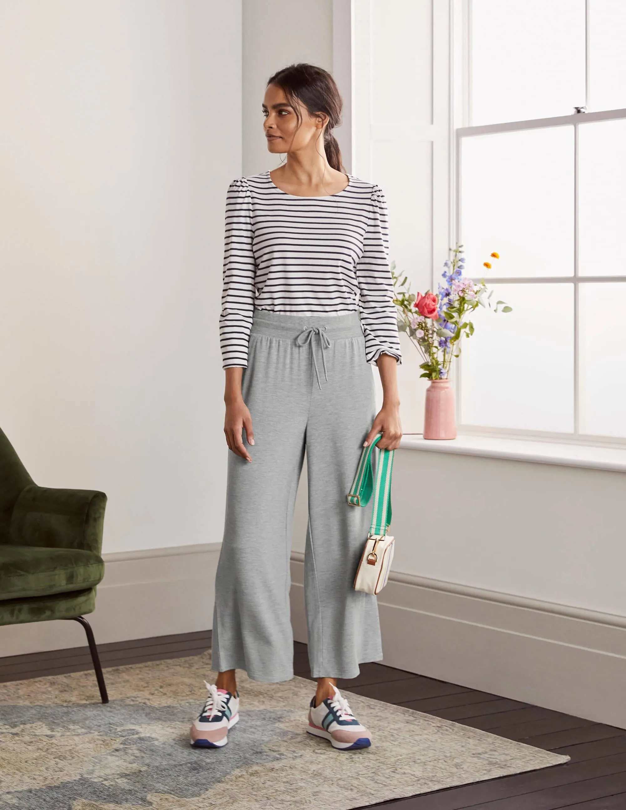 Emma Cropped Joggers-Grey Marl