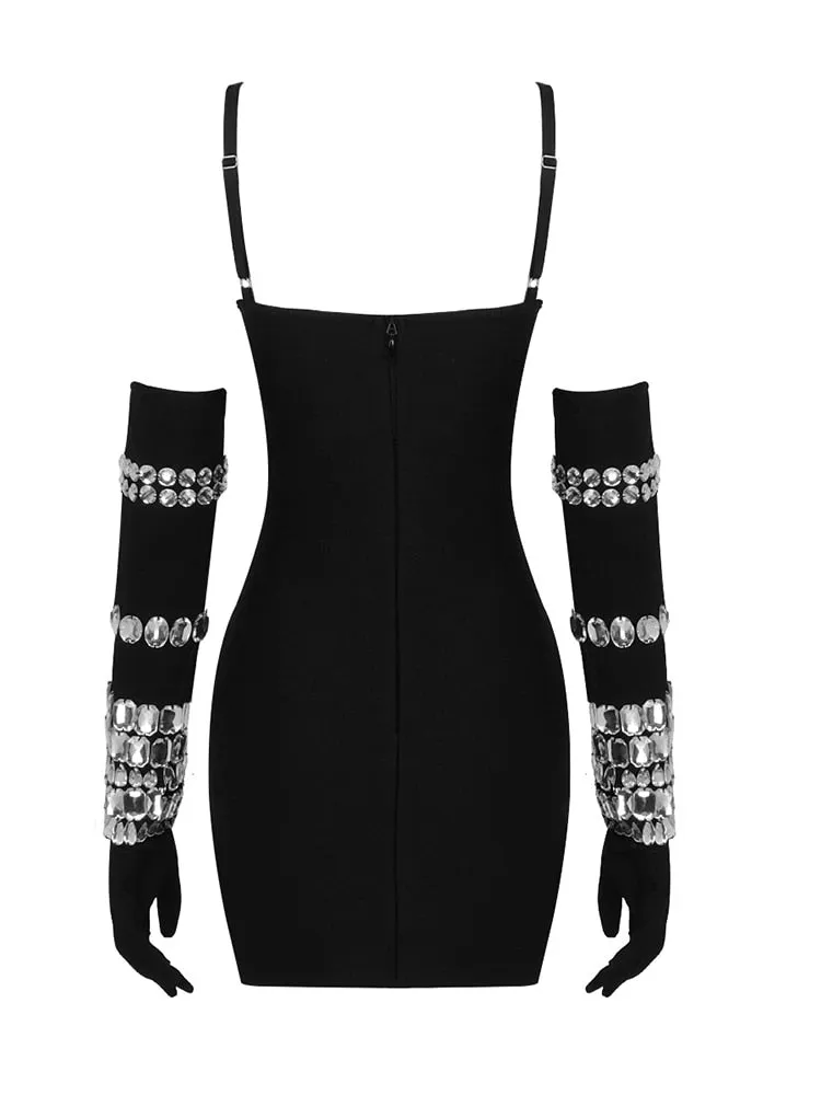 Fashion Stylish Designer Women's Diamonds  Beading Strap Dress