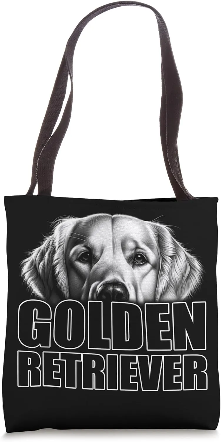 Fashionable Golden Retriever Design with Stylish Text Tote Bag