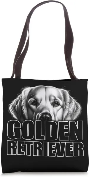 Fashionable Golden Retriever Design with Stylish Text Tote Bag
