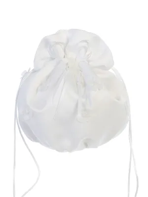 Girls White Pearl Daisy Flower Satin Stylish Communion Purse