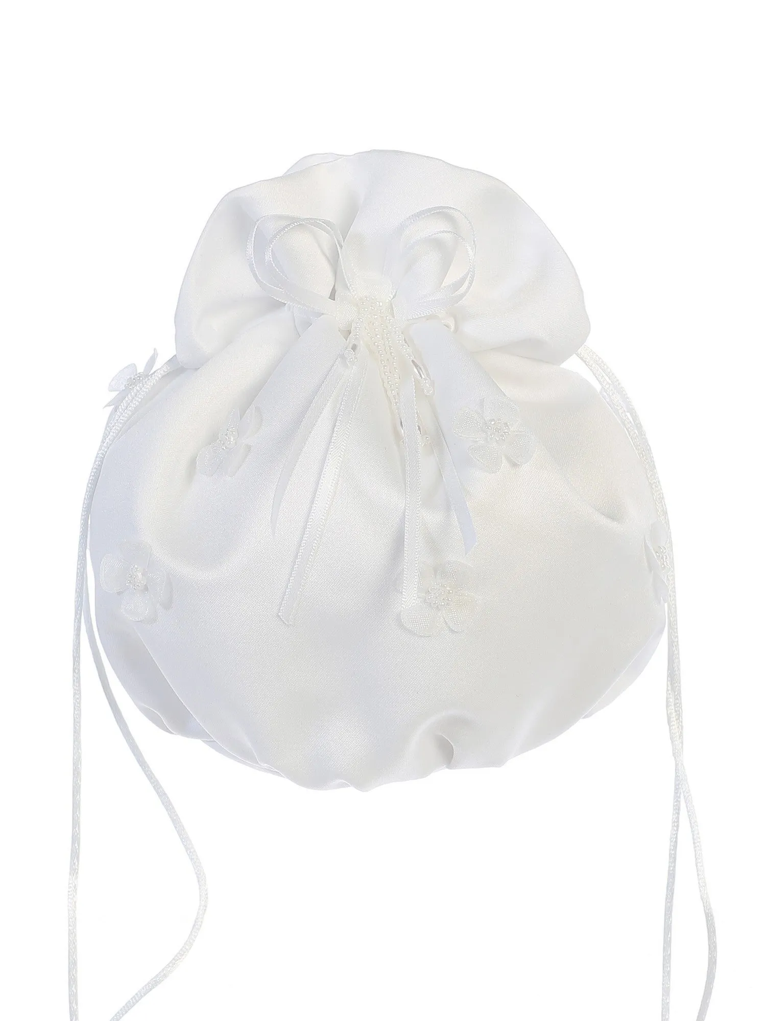 Girls White Pearl Daisy Flower Satin Stylish Communion Purse