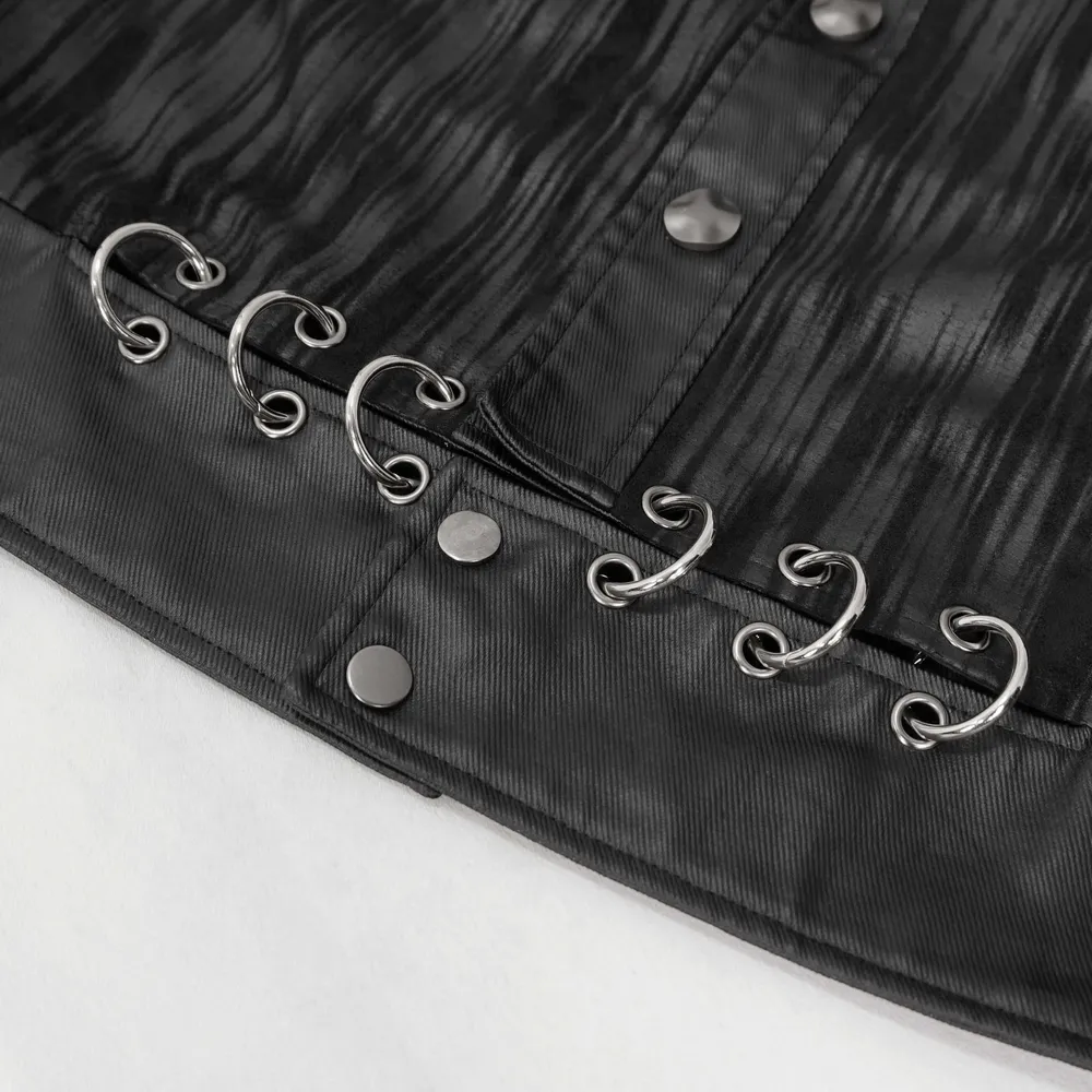 Gothic Men's Short Jacket with Metal Eyelets And Rings / Stylish Black Striped Jackets with Pockets