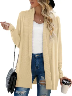 GRECERELLE Women's Long Sleeve Open Front Lightweight Casual Business Dressy Cardigan Sweater Fall Winter