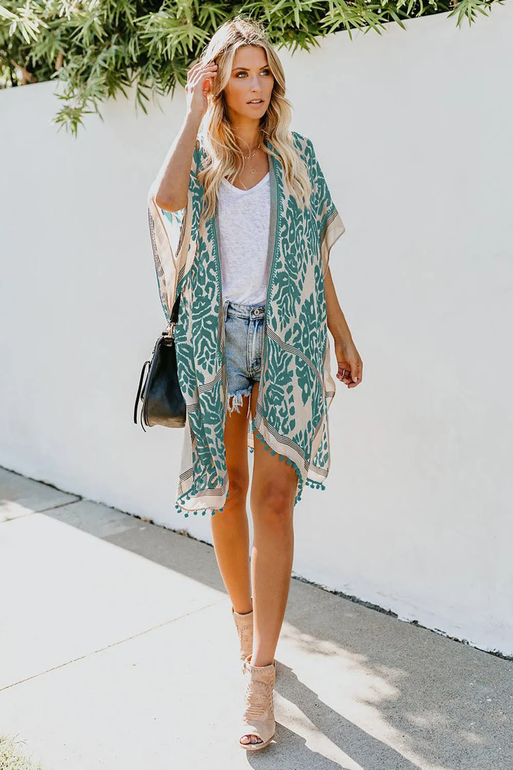 Green Prowess Pom Pom Kimono