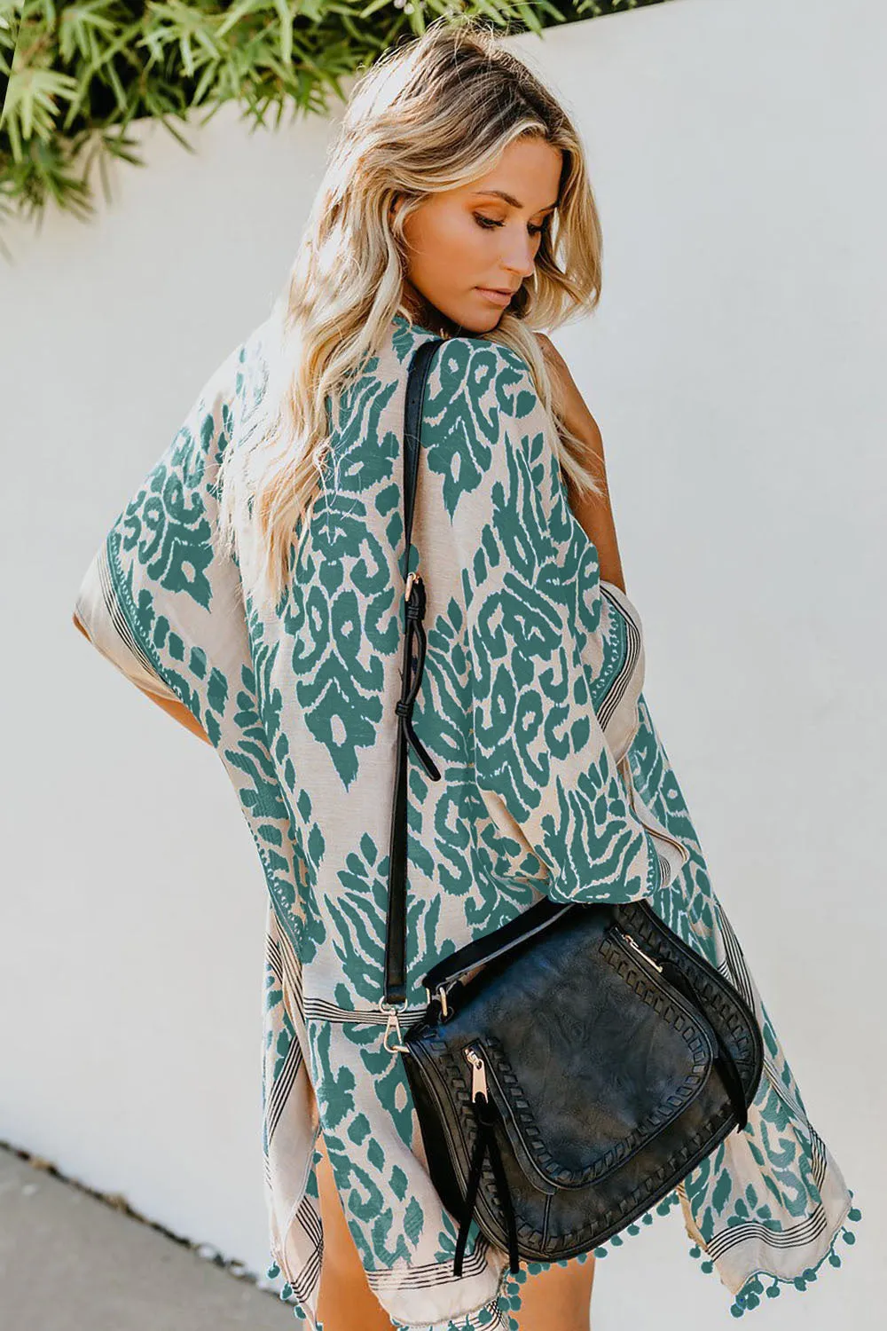 Green Prowess Pom Pom Kimono