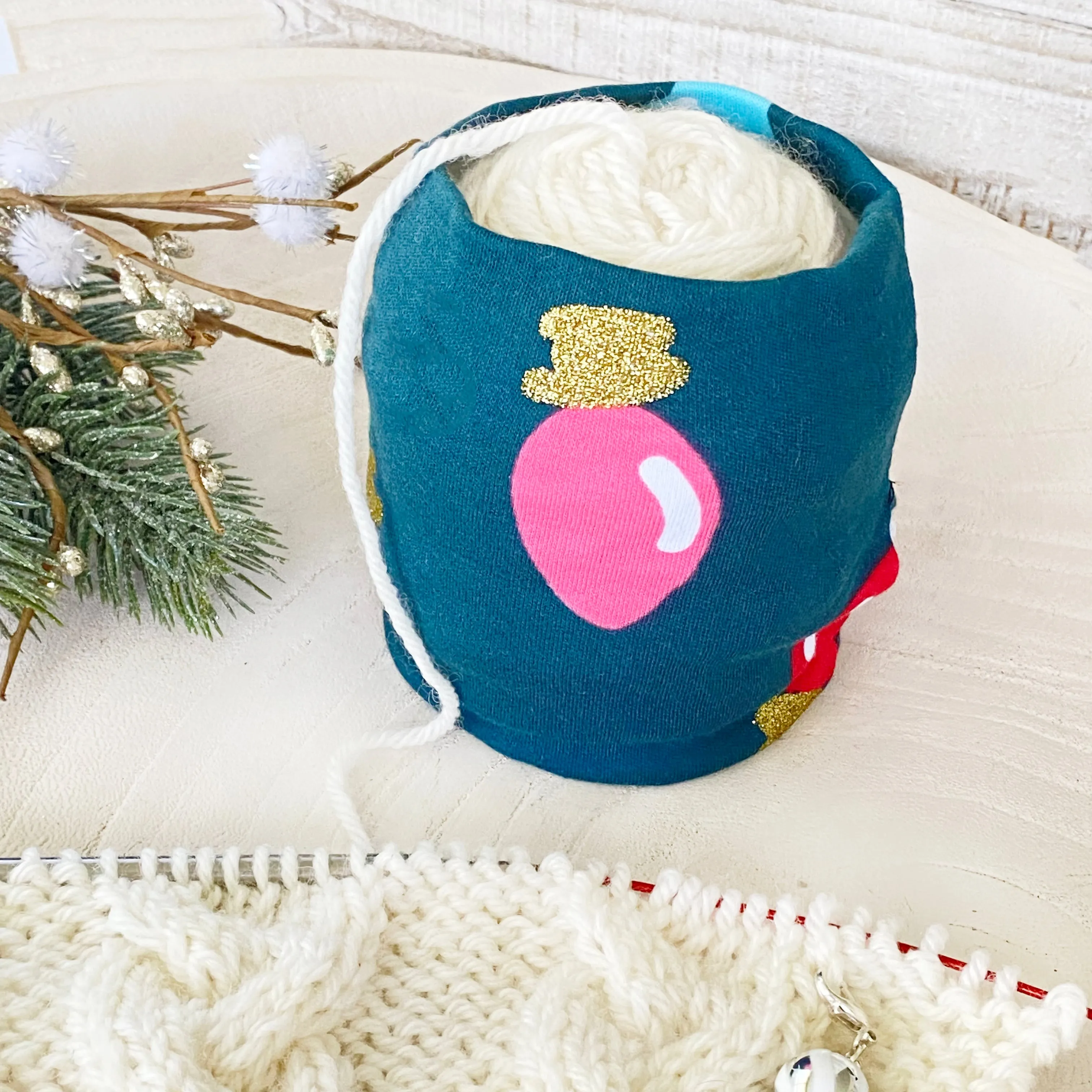 Green Vintage Christmas Ornament Skein Coat