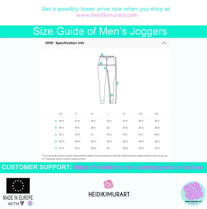 Grey White Abstract Men's Joggers, Best Abstract Slim-Fit Fashionable Sweatpants-Made in USA/EU/MX