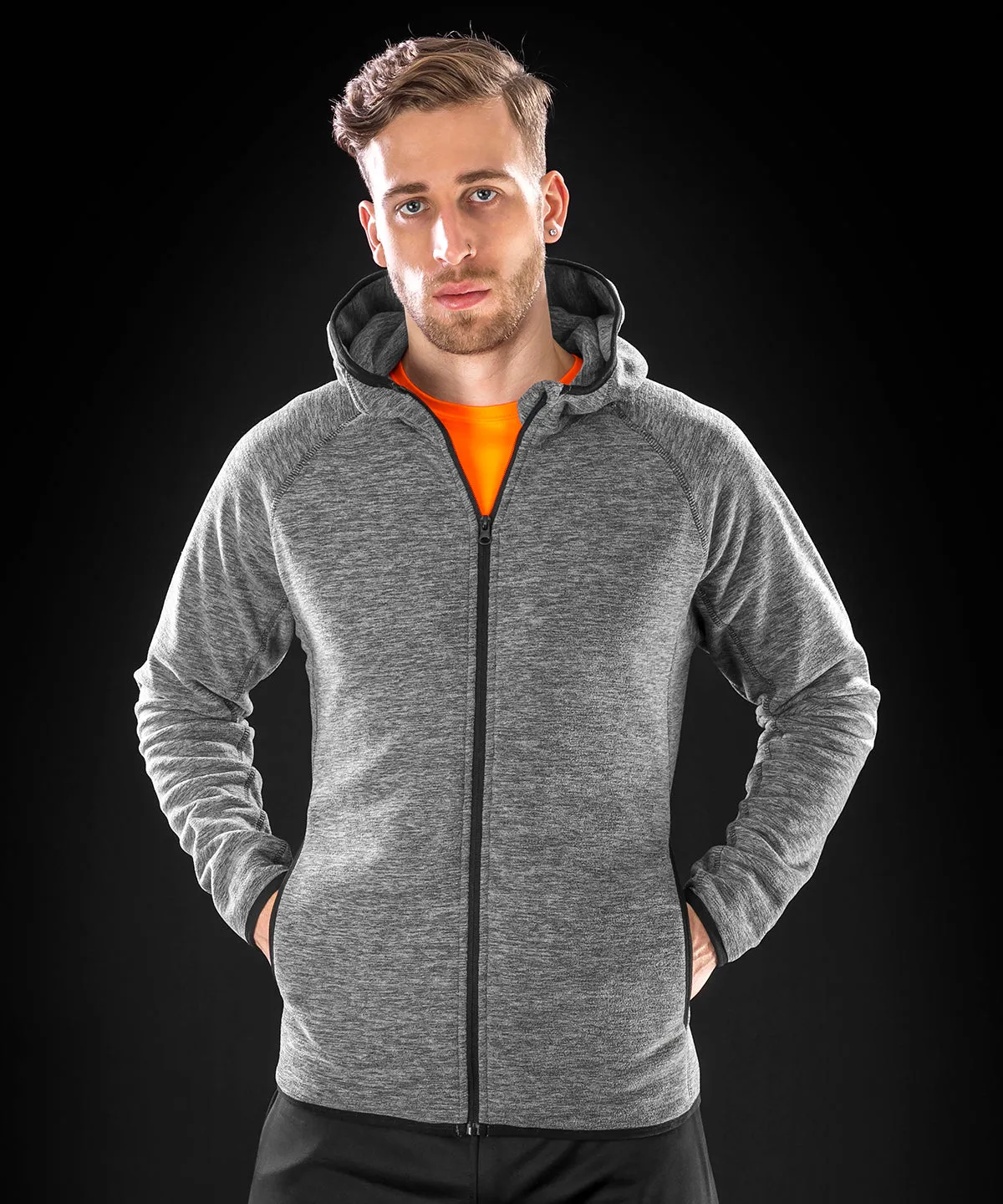 Grey/Black - Microfleece hoodi