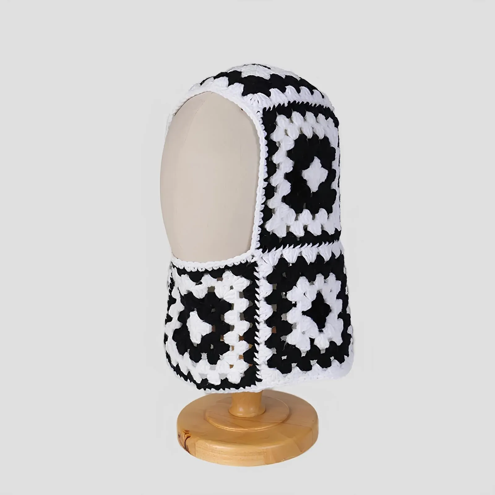 Handmade Crochet Floral Knitted Balaclava  Cozy & Retro Winter Essential